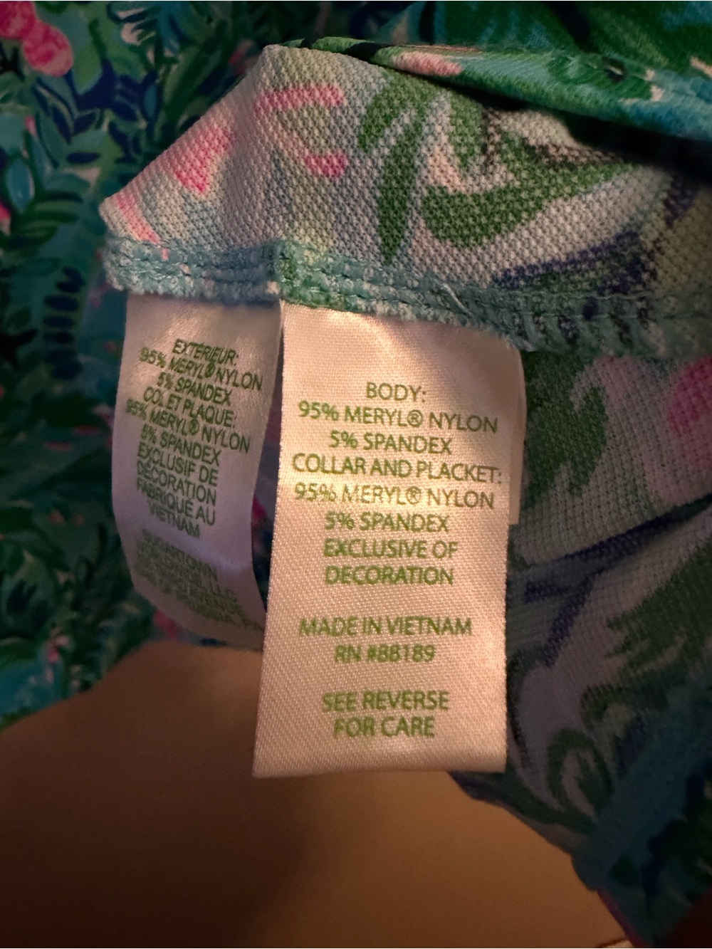 Lilly Pulitzer Floral & Flamingo Polo Top in Teal, Pink & White - Picture 5 of 5